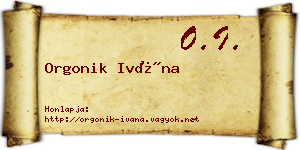 Orgonik Ivána névjegykártya
